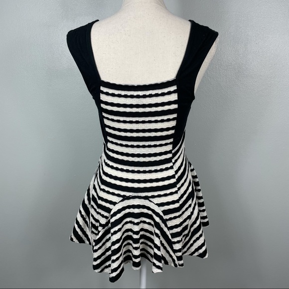 S Free People || Striped Fit n Flare Blouse black and white summer - Picture 5 of 6